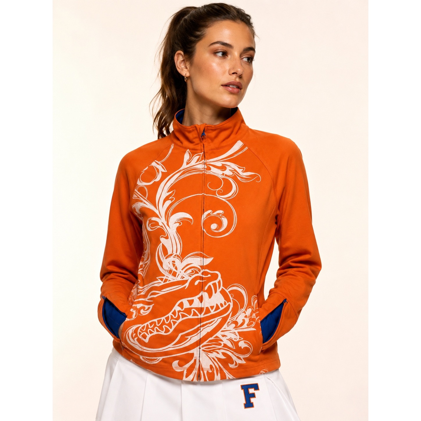 Emerson Street Jacket Womens Small Orange Excellent Florida Gators Preppy Zip Up